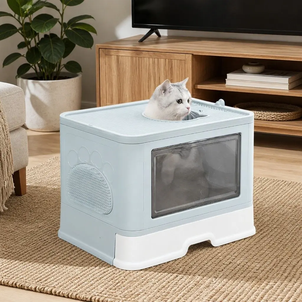 Foldable Cat Litter Box in Blue