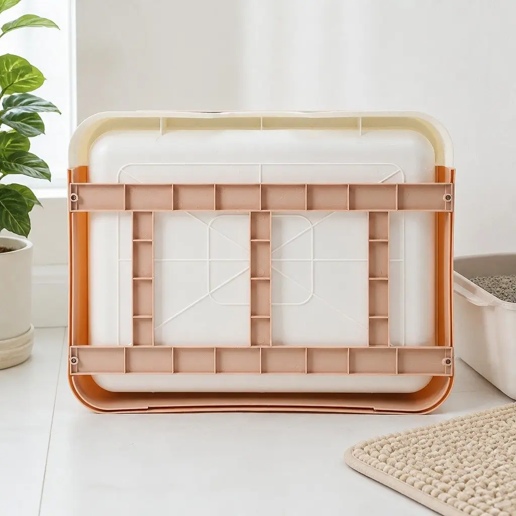 Foldable Cat Litter Box Enclosed Tray with Entry Exit Door Removable Drawer