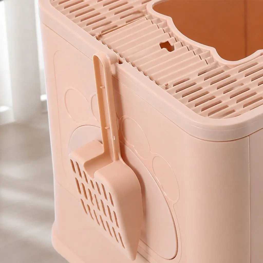 Foldable Cat Litter Box Enclosed Tray with Entry Exit Door Removable Drawer