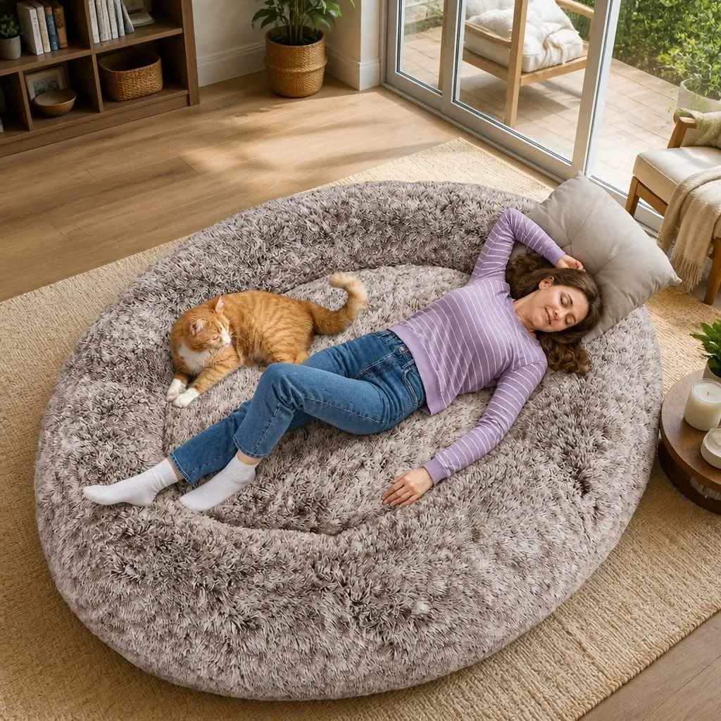 Human Size Faux Fur Nap Bed