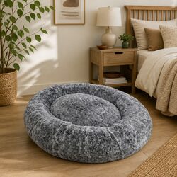 Charcoal Faux Fur Nap Bed - Dimensions 180cm x 140cm