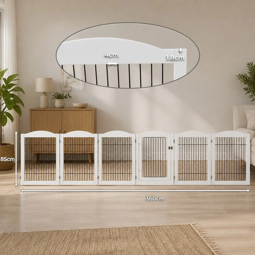 Pet Playpen Indoor Outdoor 6 Panels Foldable White