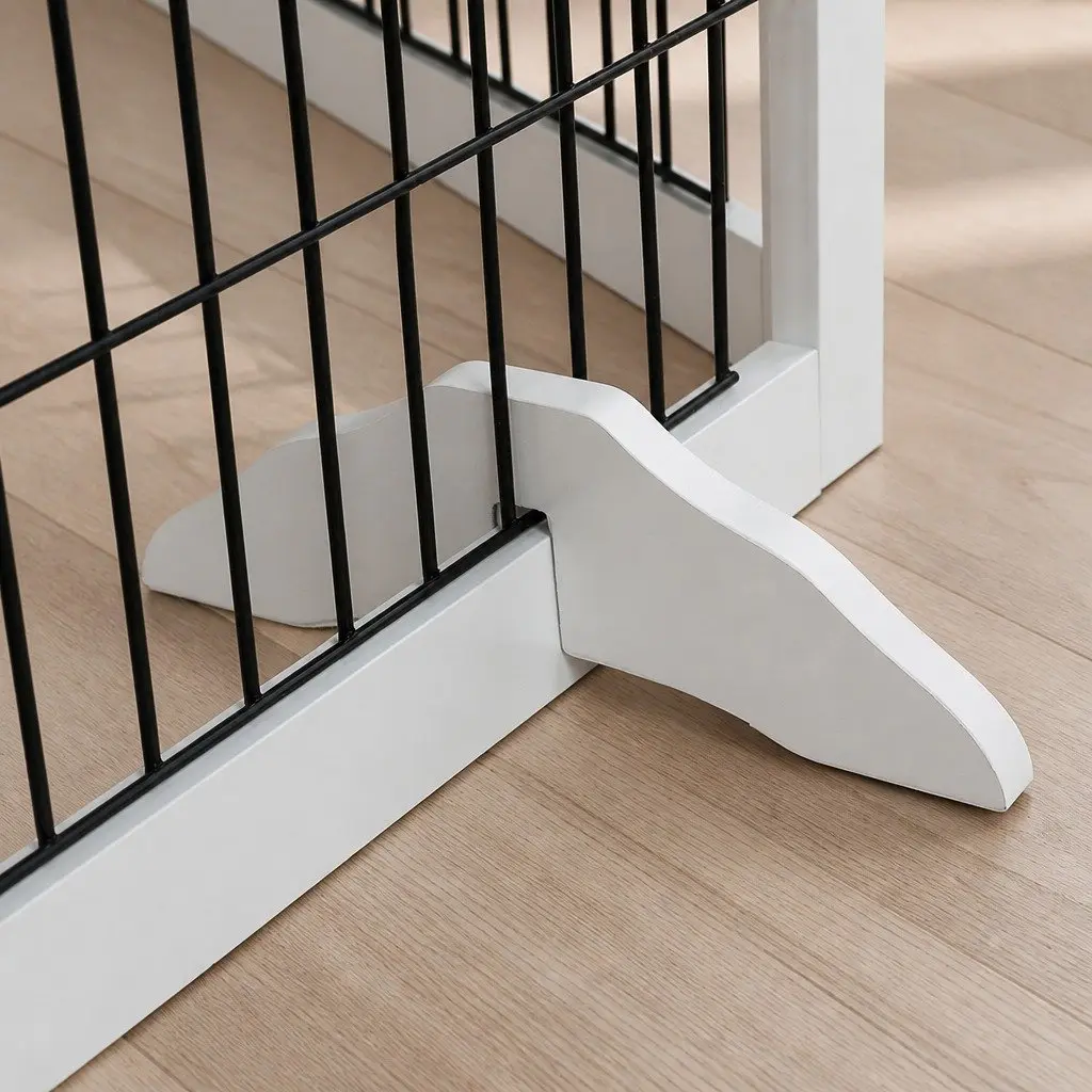 Pet Playpen Indoor Outdoor 6 Panels Foldable White