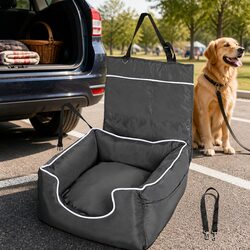 Dog Car Booster Seat Belt Pet Backrest Waterproof Travel Carrier Bed Grey