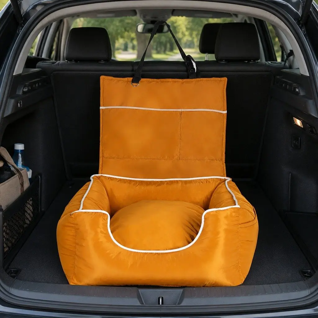 Dog Car Seat for Travel Waterproof Cushion Washable Cover Orange 55cm x 55cm x 22cm