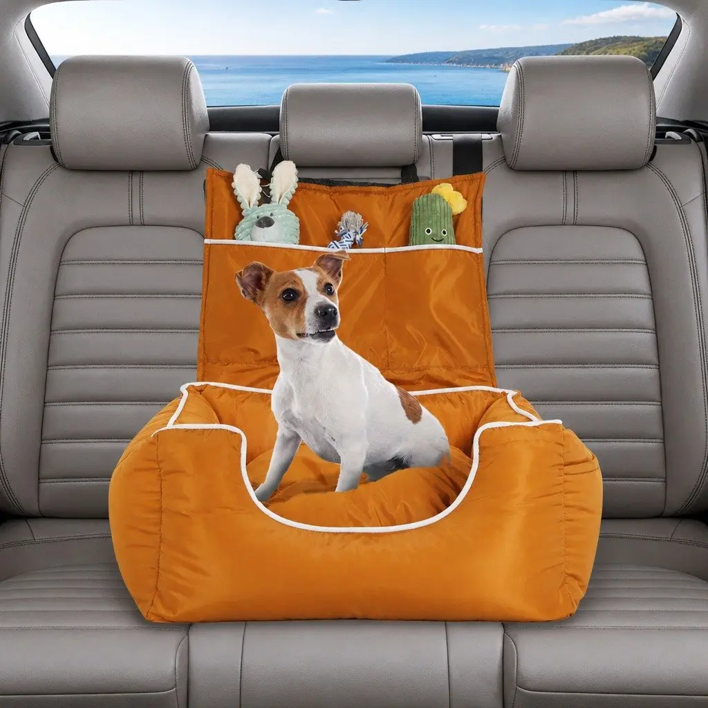 Dog Car Seat for Travel Waterproof Cushion Washable Cover Orange 55cm x 55cm x 22cm