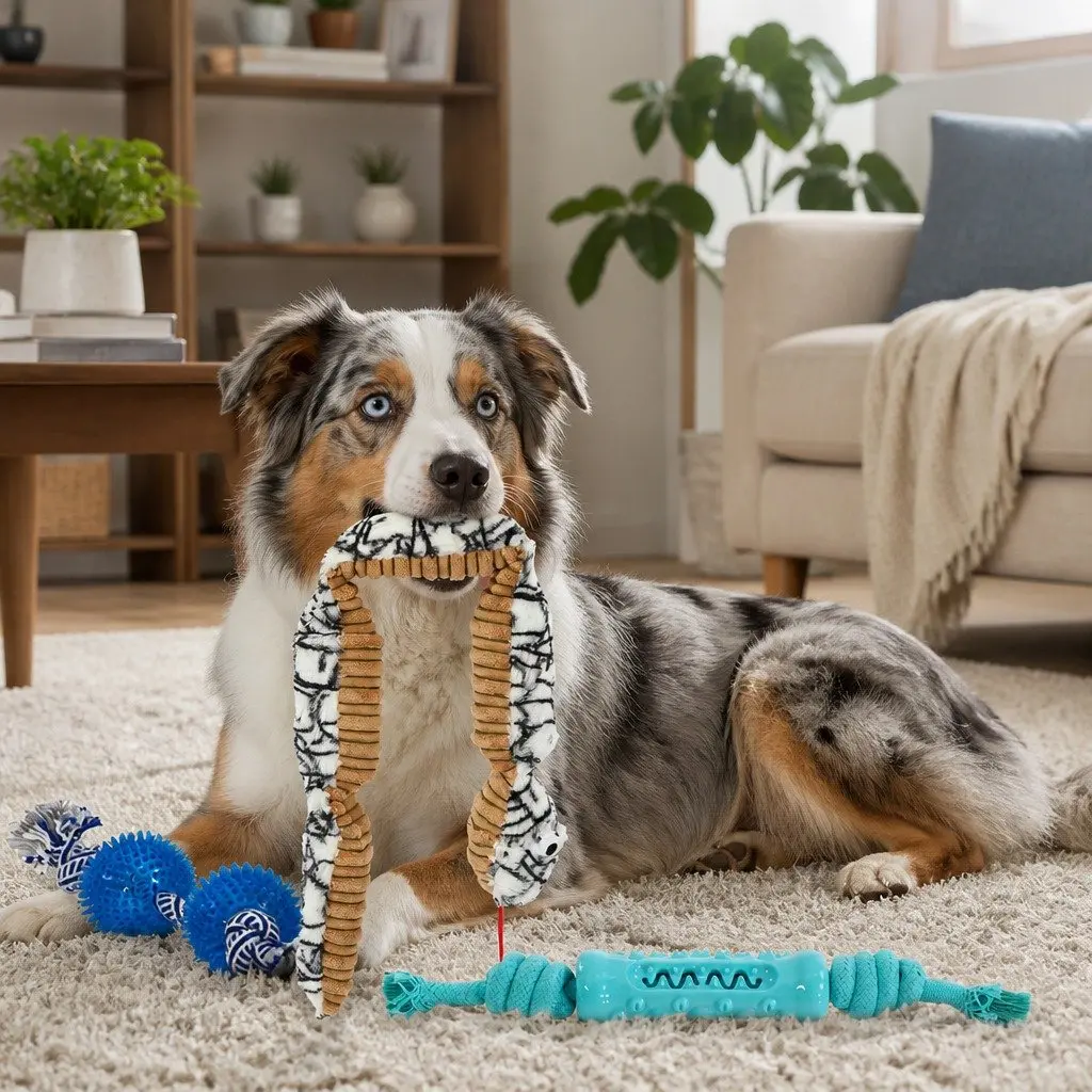Dog Chew Toys Set Squeaky Puppy Pet Toys Snake Rope Frisbee Play Toys