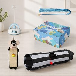 Interactive Cat Toy Set Tunnel Scratching Pad Wand Feather Play Bundle