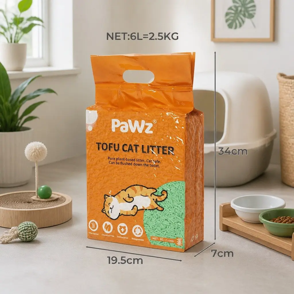 Tofu Cat Litter Clumping Green Tea Odour Control Flushable Biodegradable 2.5kg