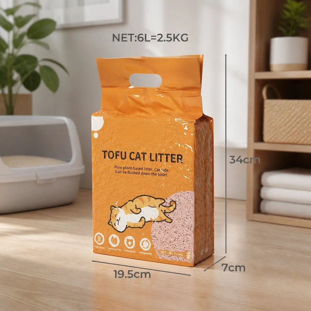 Tofu Cat Litter Clumping Peach Scent Biodegradable Flushable Odour Control Fast
