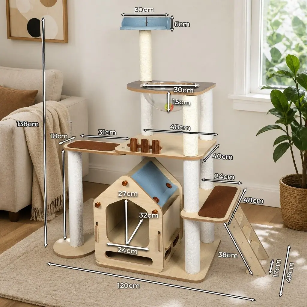 Cat Tree Scratching Post Tower with Platforms Sleeping Den Sisal Posts