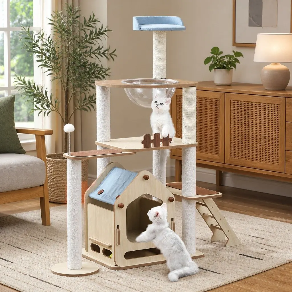 Cat Tree Scratching Post Tower with Platforms Sleeping Den Sisal Posts