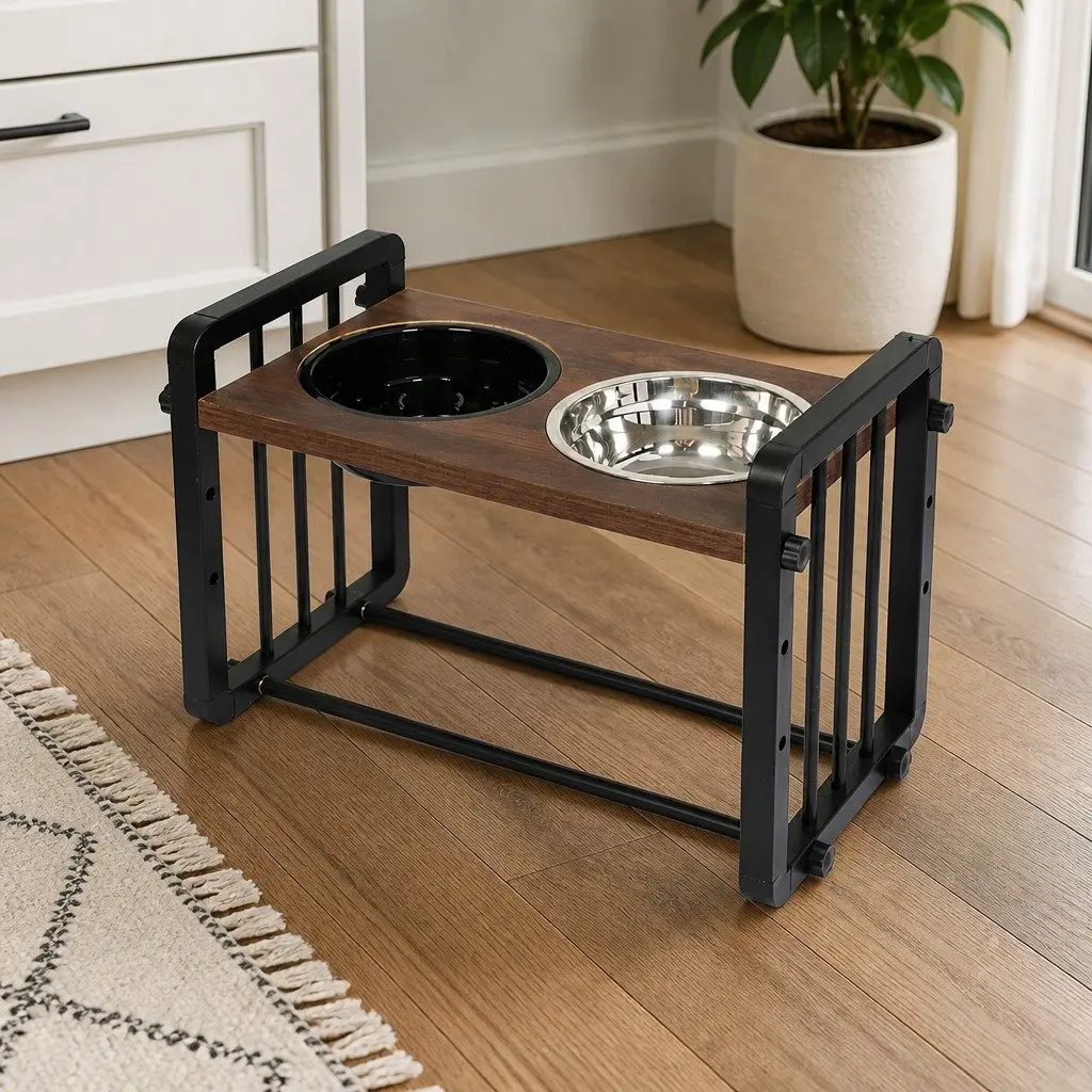 Adjustable Height Pet Feeder with Three Settings for All Pets