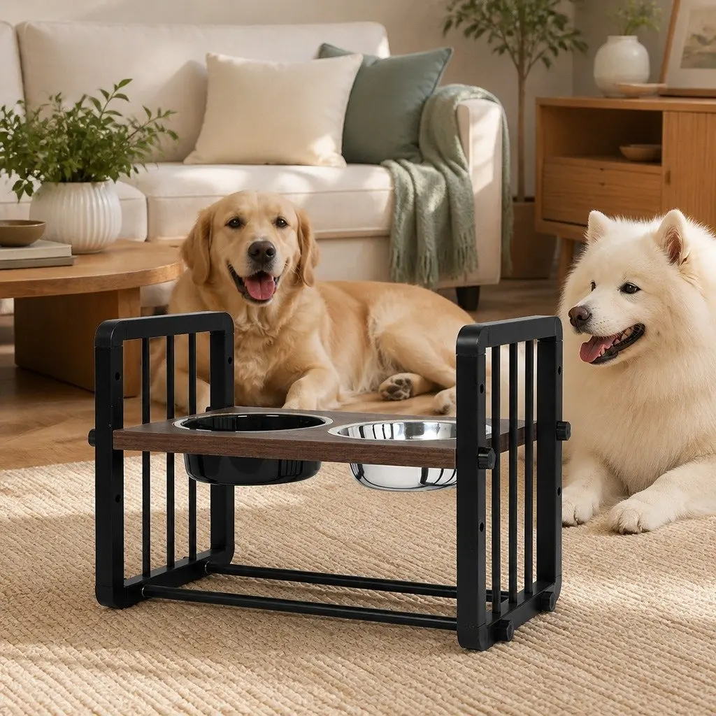 Adjustable Height Pet Feeder with Three Settings for All Pets