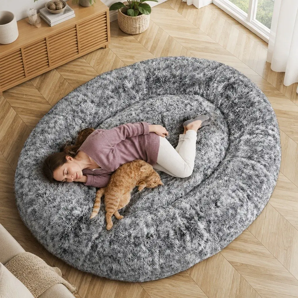 Grey Charcoal Memory Foam Floor Bed