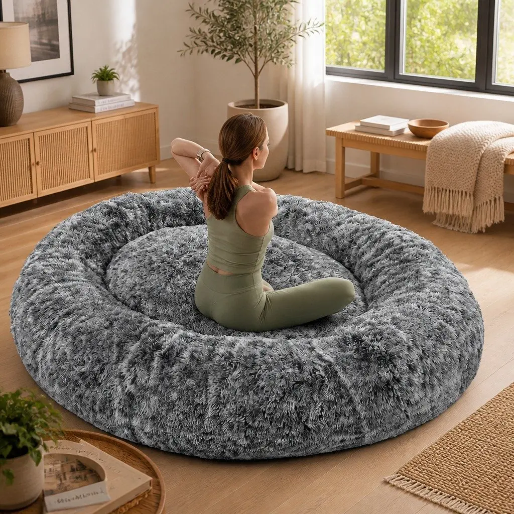 Grey Charcoal Memory Foam Floor Bed