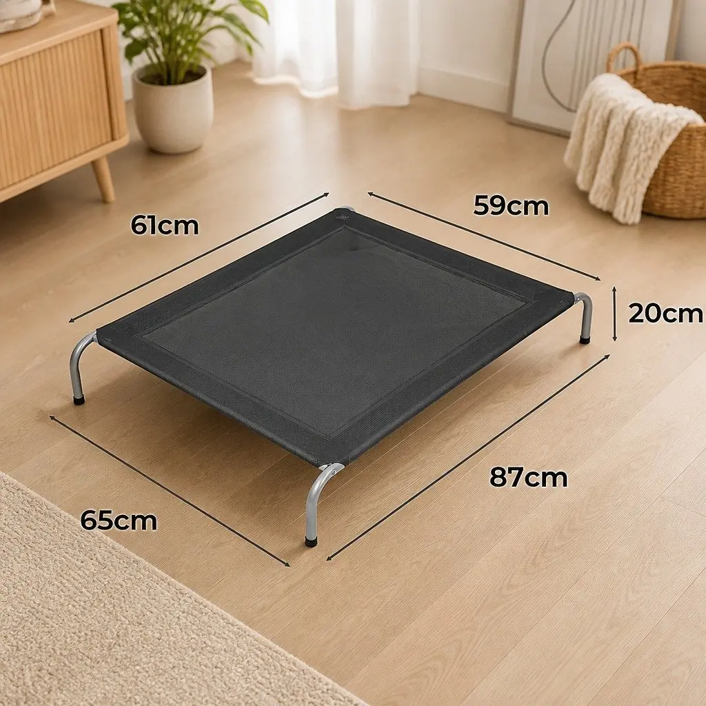 Elevated Pet Bed Trampoline Dog Cat M Medium Grey Raised Frame Mesh Breathable