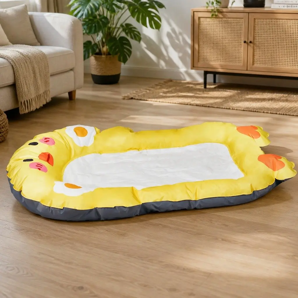 Pet Cooling Mat Ultra-Large Dog Cat Gel Pad Yellow Waterproof Easy Clean Lounge