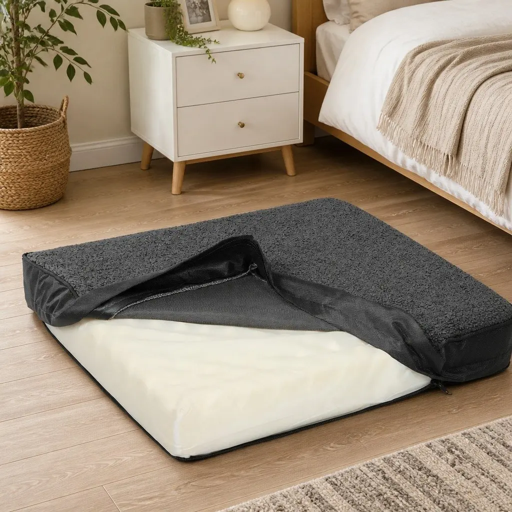 Orthopedic Pet Dog Bed for Comfort Grey 90cm x 60cm x 7.6cm