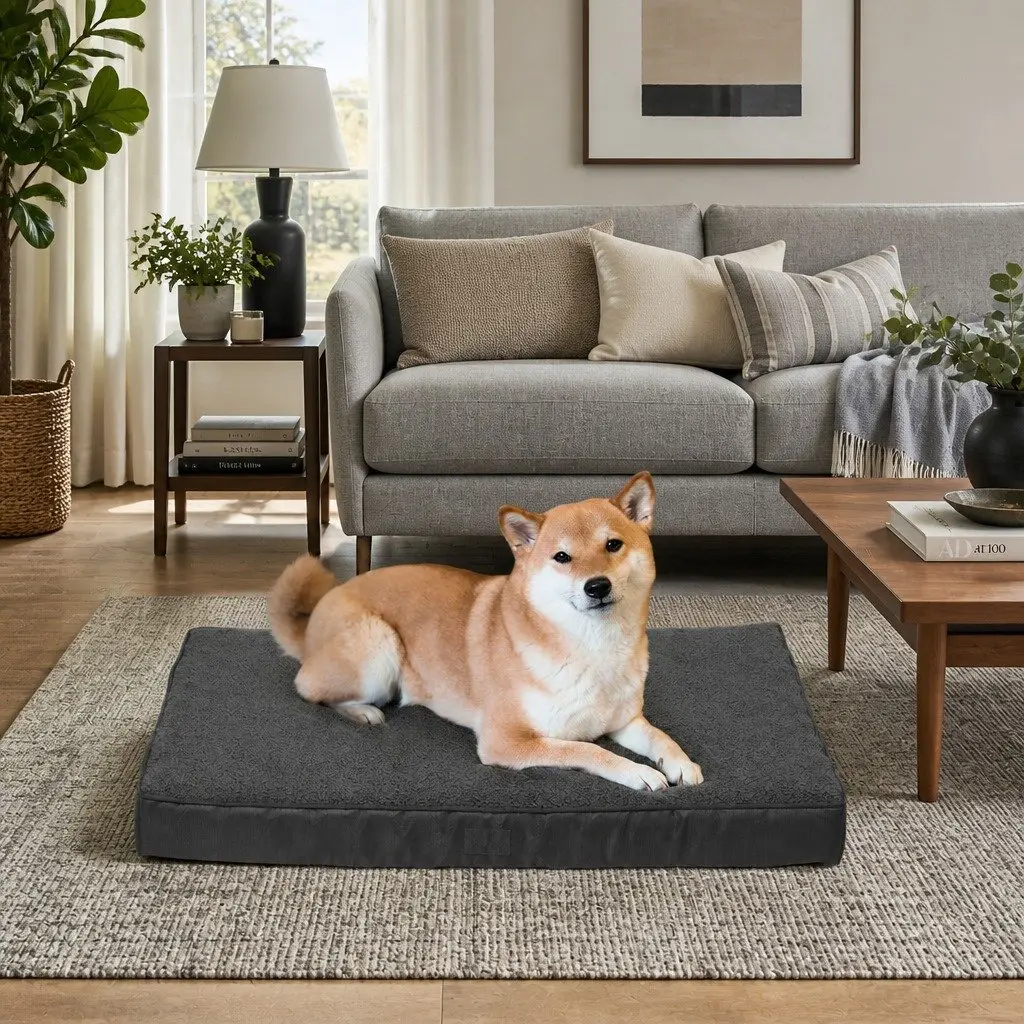 Orthopedic Pet Dog Bed for Comfort Grey 90cm x 60cm x 7.6cm