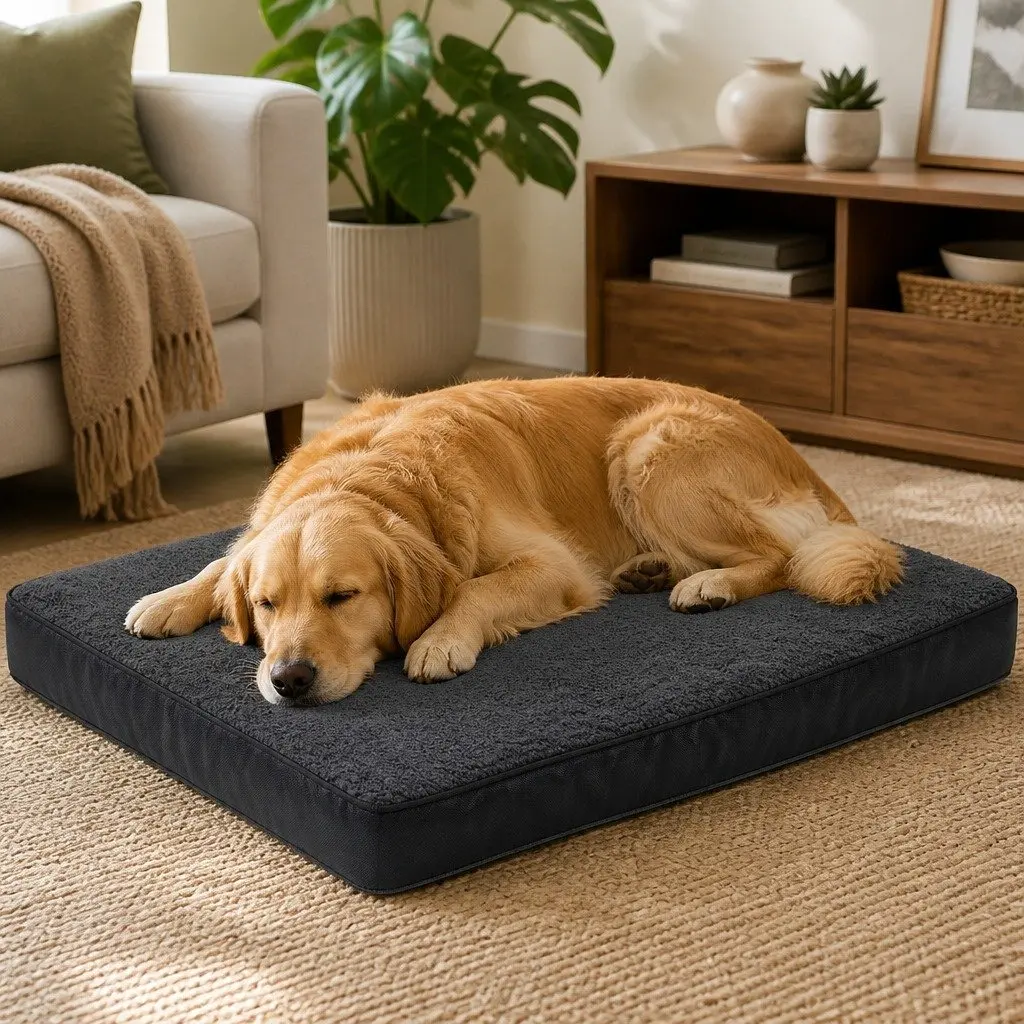 Orthopaedic Pet Dog Bed Medium for Dogs and Cats 75cm x 50cm x 7.6cm Removable Washable Cover Non-Slip Grey