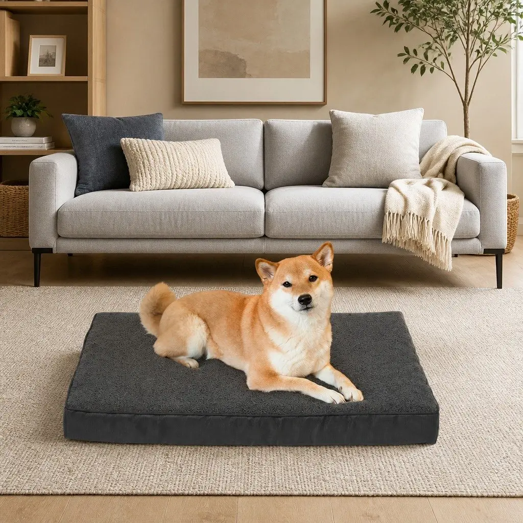 Orthopedic Pet Bed for Dogs and Cats XL Grey Removable Washable Cover Non-Slip Foam Cushion