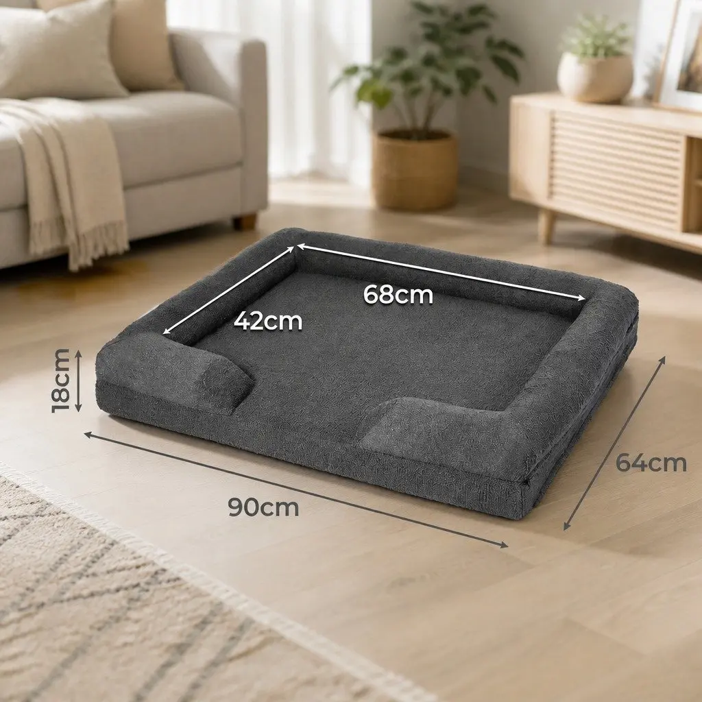 Pet Sofa Bed Memory Foam Orthopaedic Dog Cat Cushion Raised Rim Washable Large