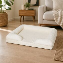 Memory Foam Pet Sofa Bed Orthopaedic Dog Cat Lounger Raised Rim Washable Cover