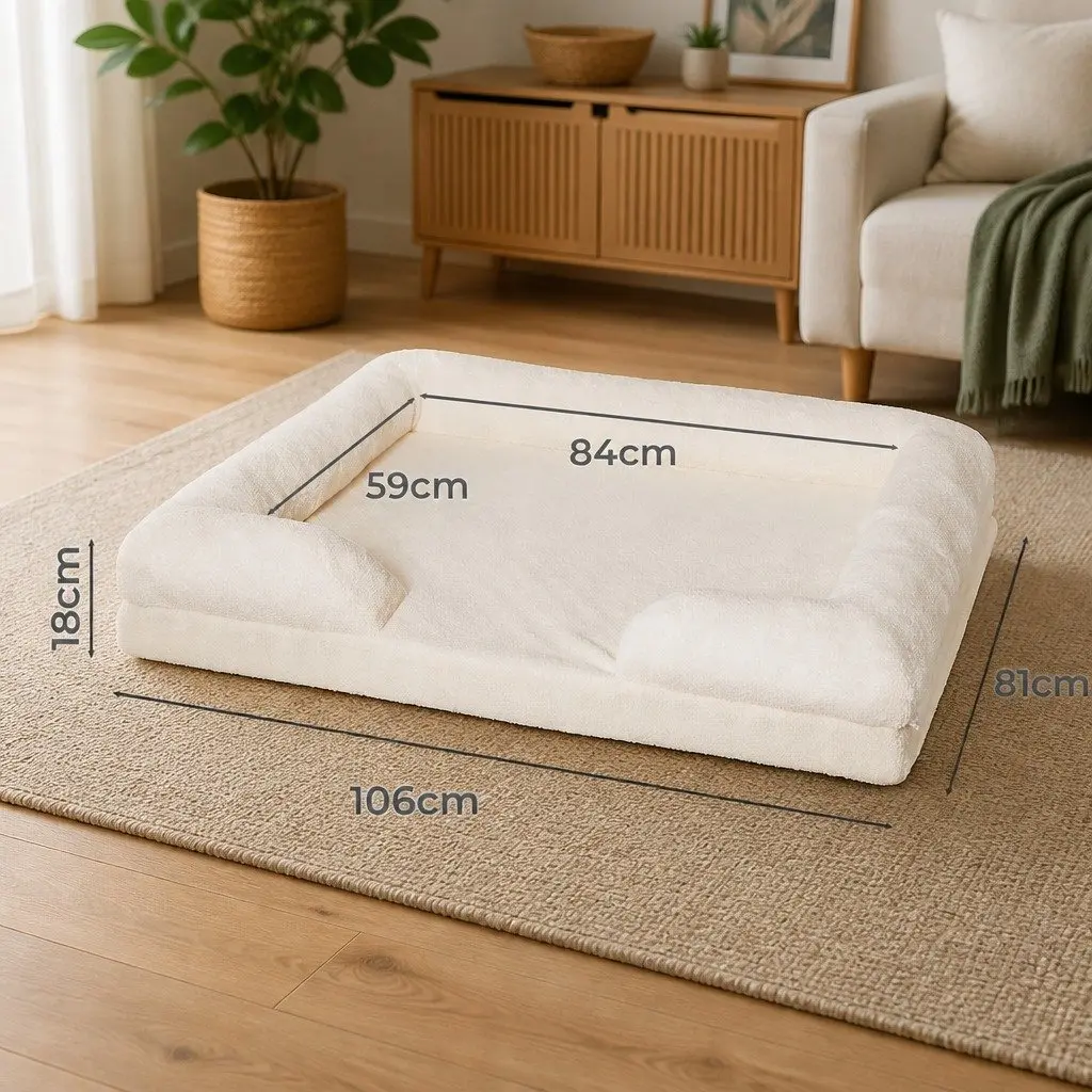 Memory Foam Pet Sofa Bed Orthopaedic Dog Cat Raised Rim Removable Cover Extra