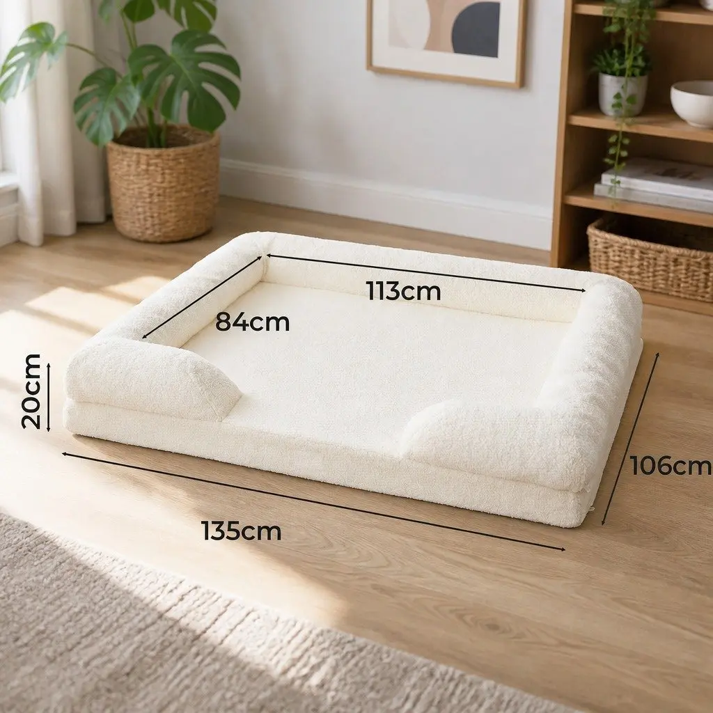 Memory Foam Pet Sofa Bed Orthopedic Dog Cat Lounger Raised Rim Washable Cover