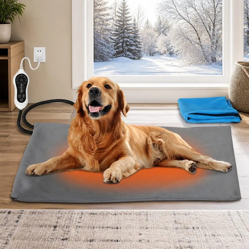 Electric Heated Pet Pad Large Dog Cat Bed Warm Mat Adjustable Temperature Timer
