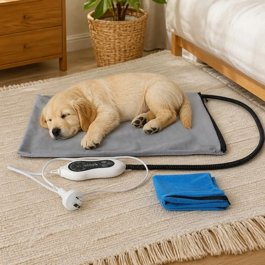 Electric Heated Pet Pad Small Dog Bed Warming Mat Temperature Control Timer