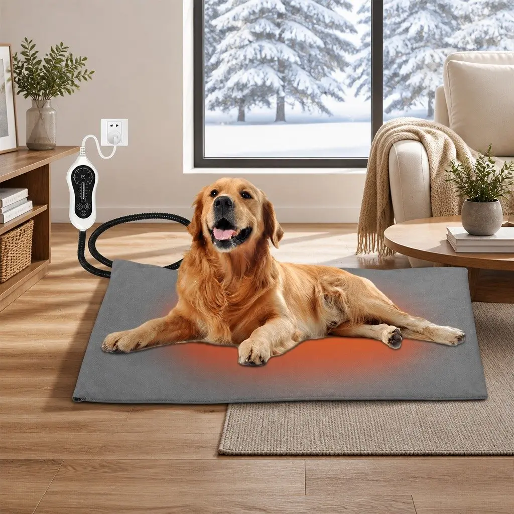 Electric Heated Pet Pad Small Dog Bed Warming Mat Temperature Control Timer