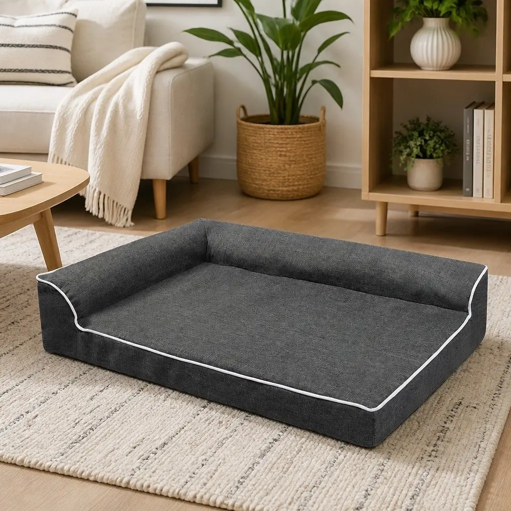 Orthopedic Dog Bed M Grey Memory Foam Pet Sofa Removable Washable Cover