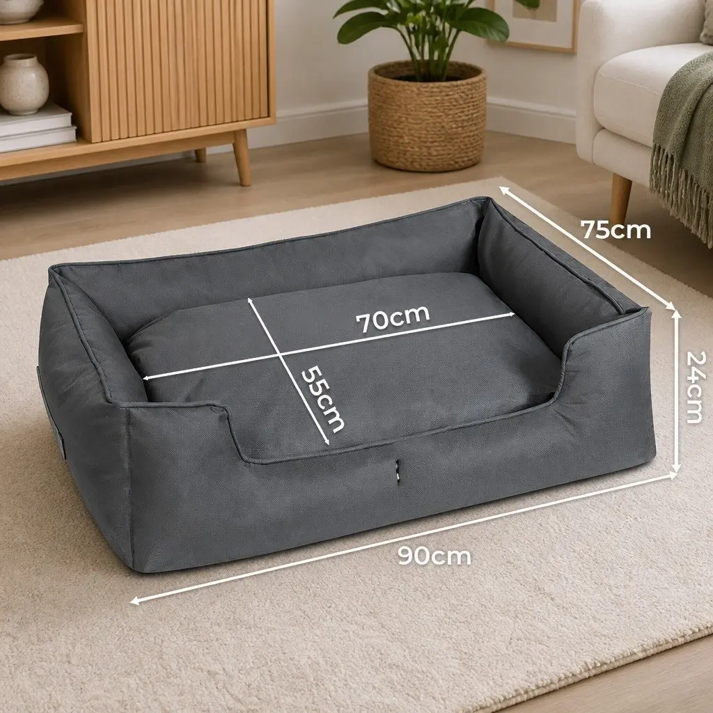 Pet Dog Calming Bed for Home Travel or Outdoor Use 90cm x 75cm x 24cm Waterproof Oxford Cloth with Handles