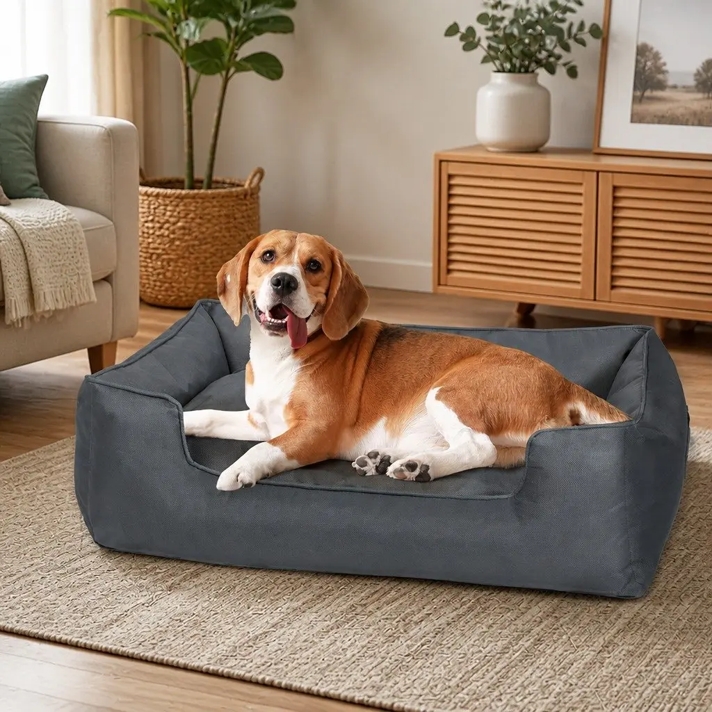 Pet Dog Calming Bed for Home Travel or Outdoor Use 90cm x 75cm x 24cm Waterproof Oxford Cloth with Handles