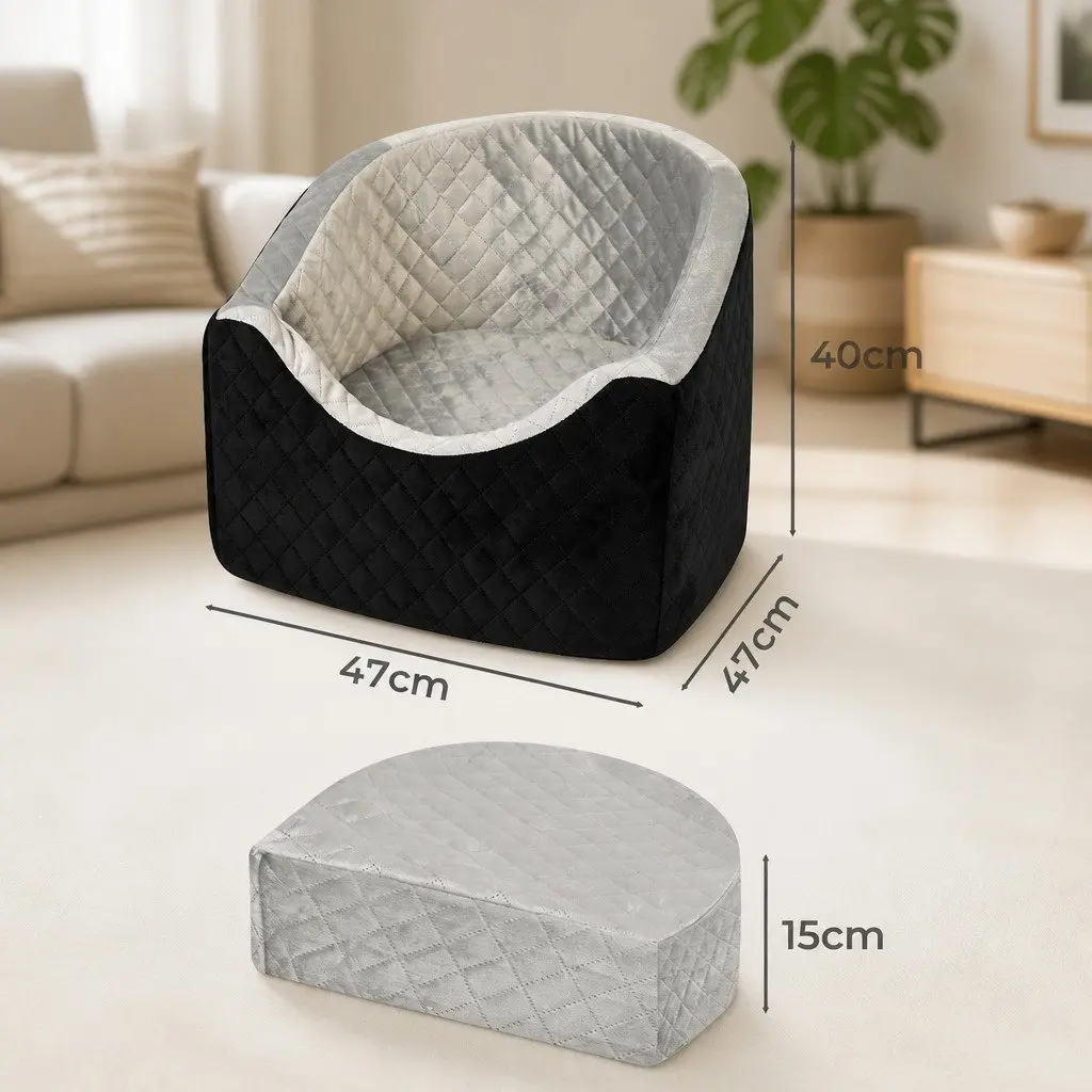 Dog Car Booster Seat for Travel Black 47cm x 47cm x 40cm