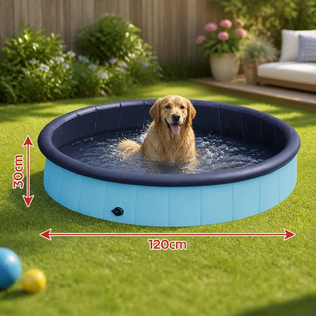 Folding Dog Swimming Pool Portable Pet Bath Fountain Sprinkler Interactive Play