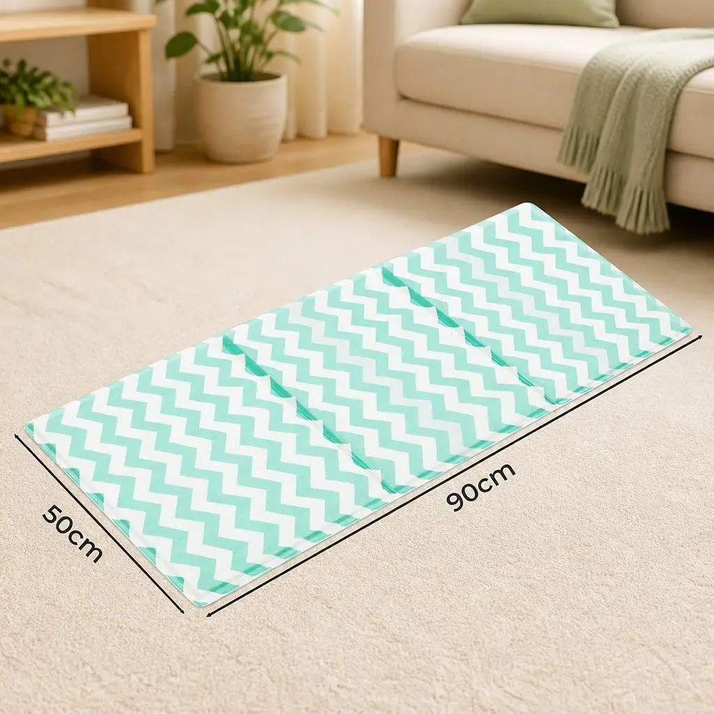 Pet Cooling Mat Large Green Textured for Dogs and Cats