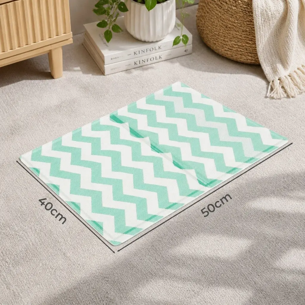 Portable Foldable Pet Cooling Mat Small Green Textured Surface for Dogs Cats