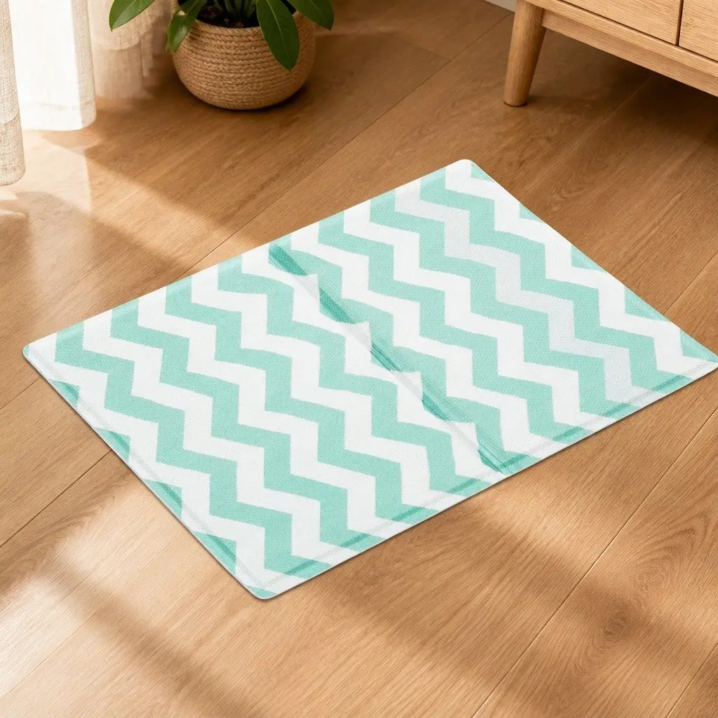 Portable Foldable Pet Cooling Mat Small Green Textured Surface for Dogs Cats