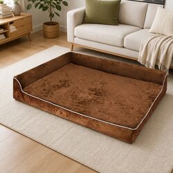 Orthopedic Dog Bed XXL Memory Foam L-Shaped Bolster Sofa Pet Mattress Coffee