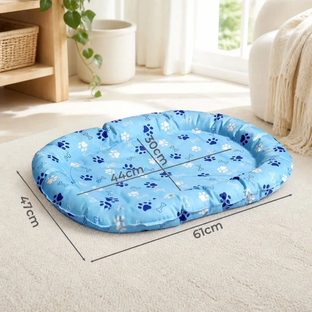 Pet Cooling Mat Small Blue Gel Padded Edge Support Waterproof Dirt Resistant