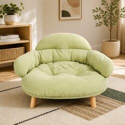 Elevated Pet Dog Cat Sofa Bed Couch L Size Green Wooden Base Removable Cover