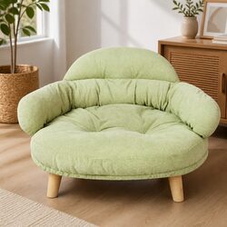 Elevated Pet Dog Cat Sofa Bed Couch XL Green Wooden Frame Removable Cover