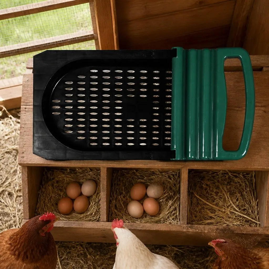 Chicken Egg Nesting Box 3-Hole Roll Away Poultry Coop Hutch Galvanized Steel