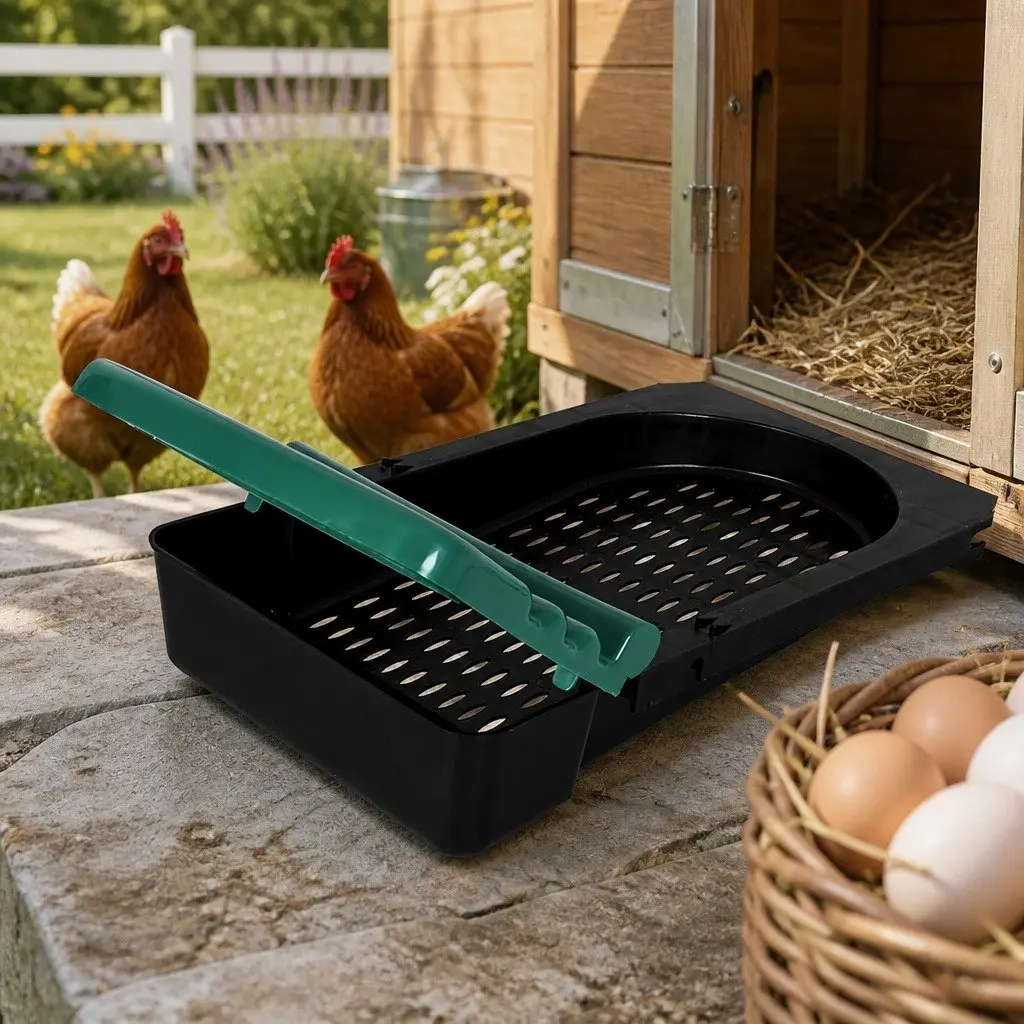 Chicken Egg Nesting Box 3-Hole Roll Away Poultry Coop Hutch Galvanized Steel