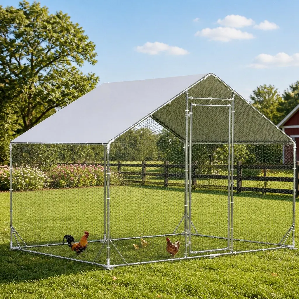 Large Metal Walk-in Chicken Coop 200x300x194cm Poultry Cage Enclosure Ducks
