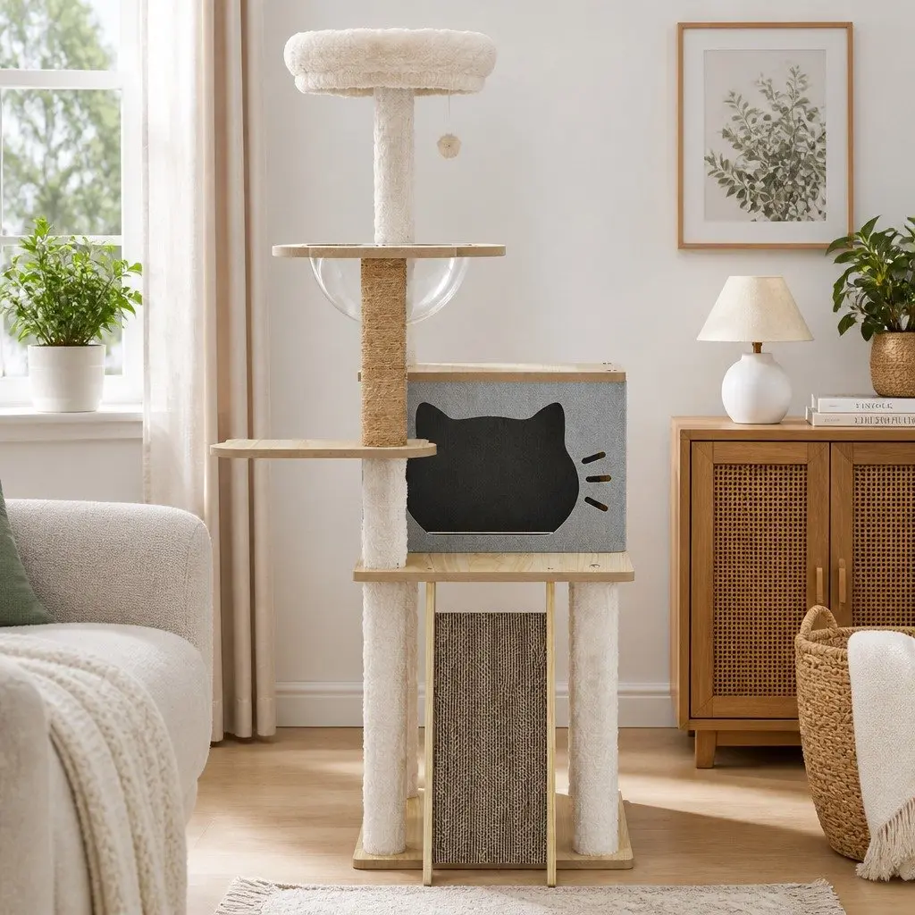 Cat Tree Tower Scratcher Condo House 120cm Climbing Frame Pet Furniture