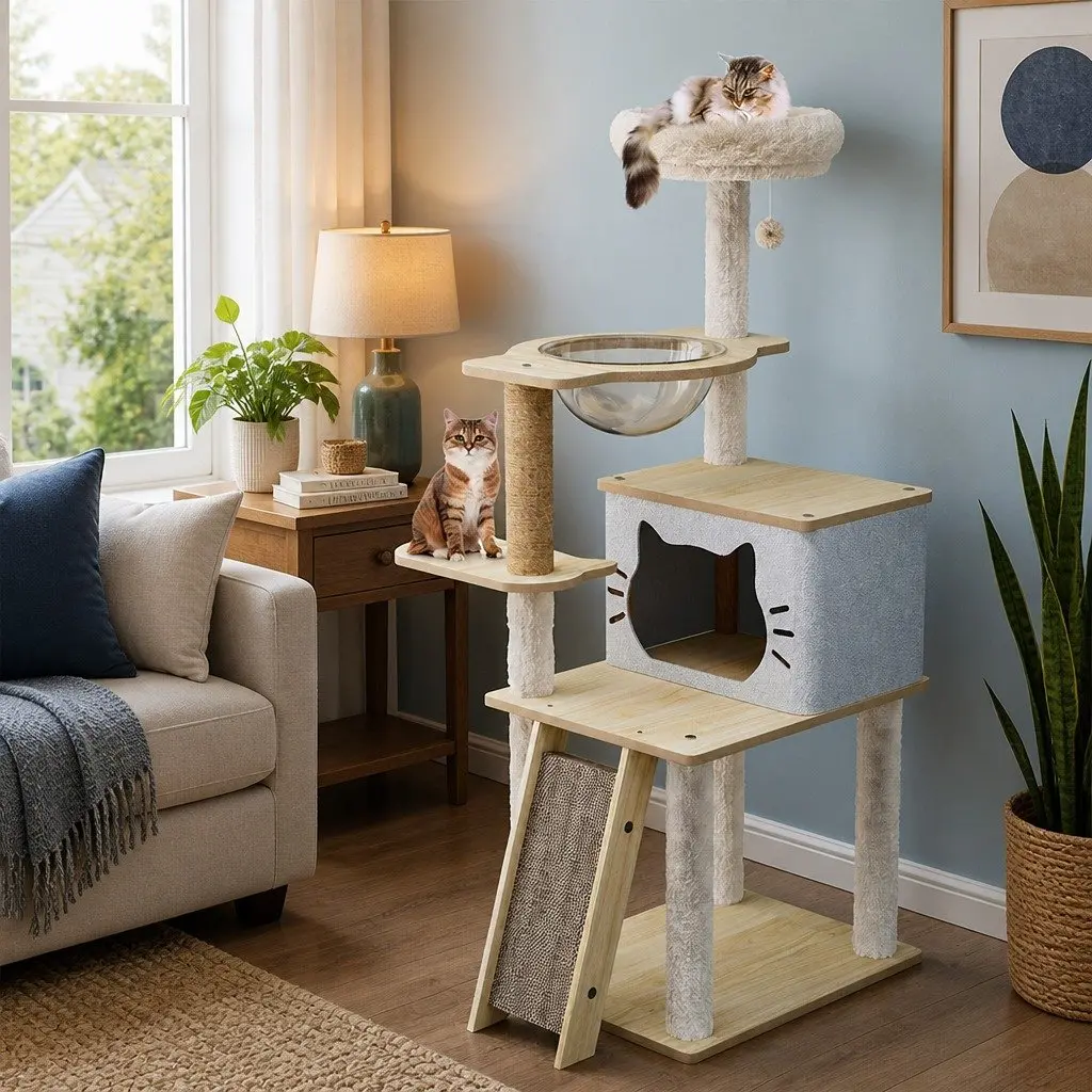Cat Tree Tower Scratcher Condo House 120cm Climbing Frame Pet Furniture
